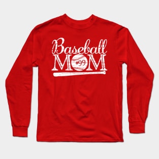 Vintage Baseball Mom #99 Favorite Player Biggest Fan Number Jersey Long Sleeve T-Shirt